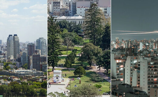 Vistas reales de edificios en Palermo, Parque Rivadavia en Caballito y el paisaje urbano de Villa Crespo para una nota sobre permisos de construcción en CABA.