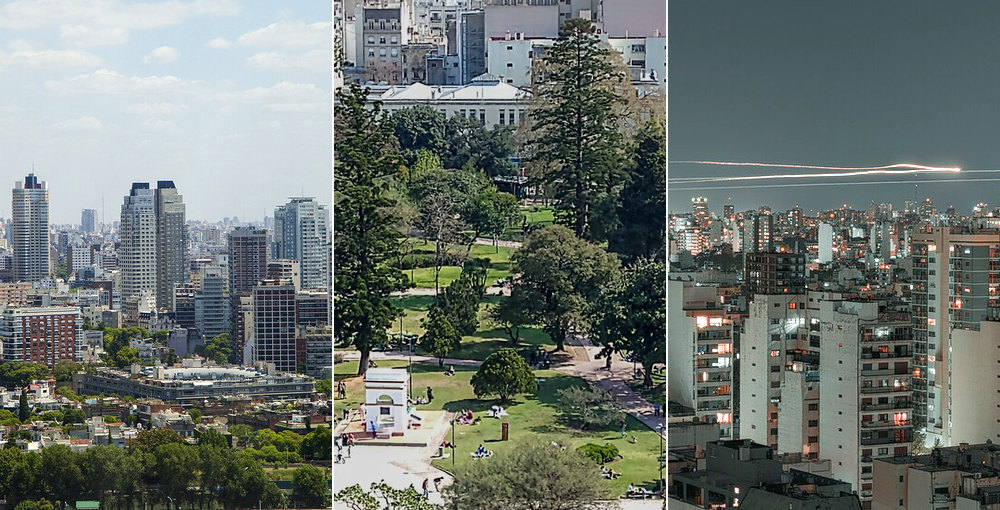 Vistas reales de edificios en Palermo, Parque Rivadavia en Caballito y el paisaje urbano de Villa Crespo para una nota sobre permisos de construcción en CABA.