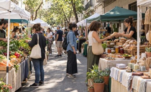 Feria Sabe la Tierra en Balvanera con alimentos naturales, productos artesanales, plantas, cosmética, textiles y propuestas sustentables.