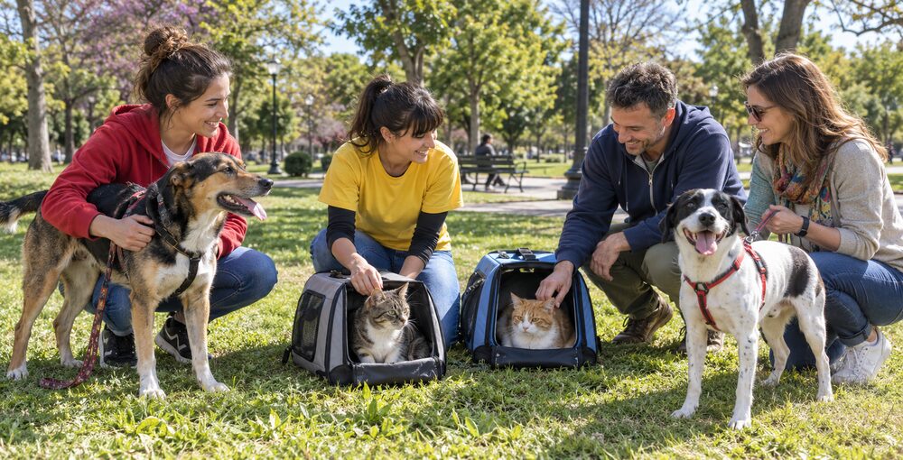 Perros y gatos buscan una familia durante las nuevas jornadas de adopción responsable organizadas en plazas porteñas.