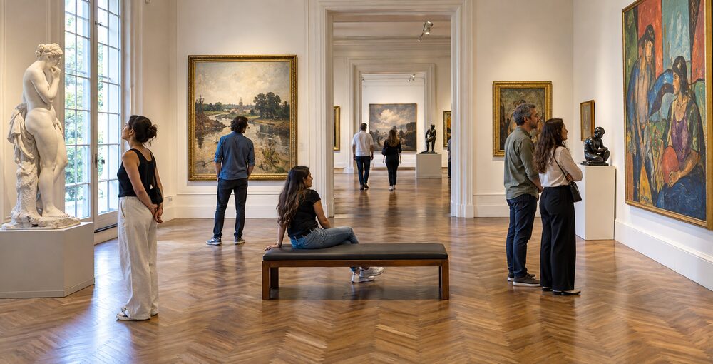 Visitantes recorren las salas de un museo como parte de las propuestas de museos gratuitos de Buenos Aires.