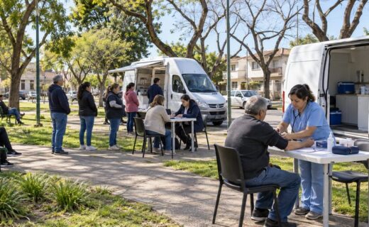 Oficinas móviles atienden consultas de salud y trámites de vecinos en el Parque Dr. Juan B. Terán de Villa Real.