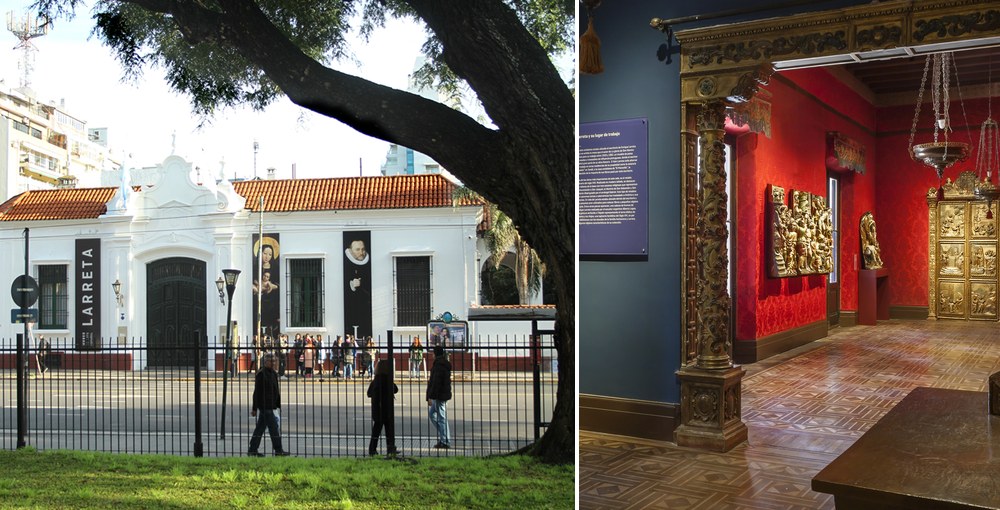 El Museo Larreta de Belgrano participará de Open House Buenos Aires 2026 con acceso gratuito; la composición muestra la fachada histórica y una sala de su colección.