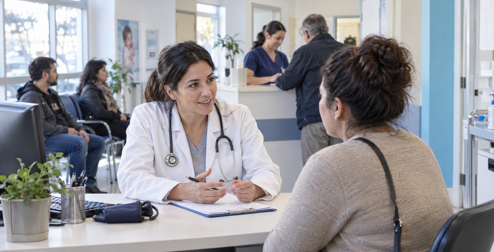 Médica atiende a una paciente en un centro de salud público incorporado a la red del Programa Sumar+ en la Ciudad de Buenos Aires.