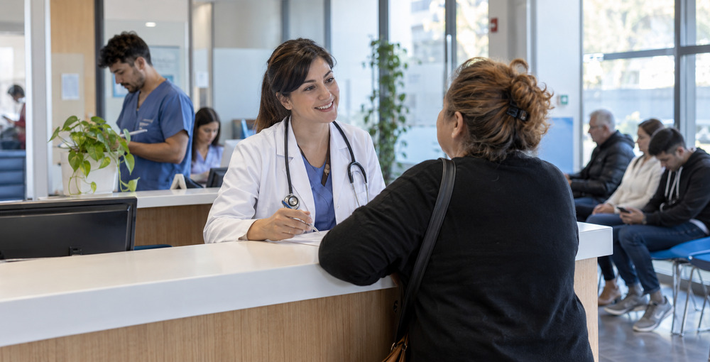 Profesional médica atiende a una vecina en un centro público de salud incorporado a la red del Programa Sumar+ en la Ciudad de Buenos Aires.