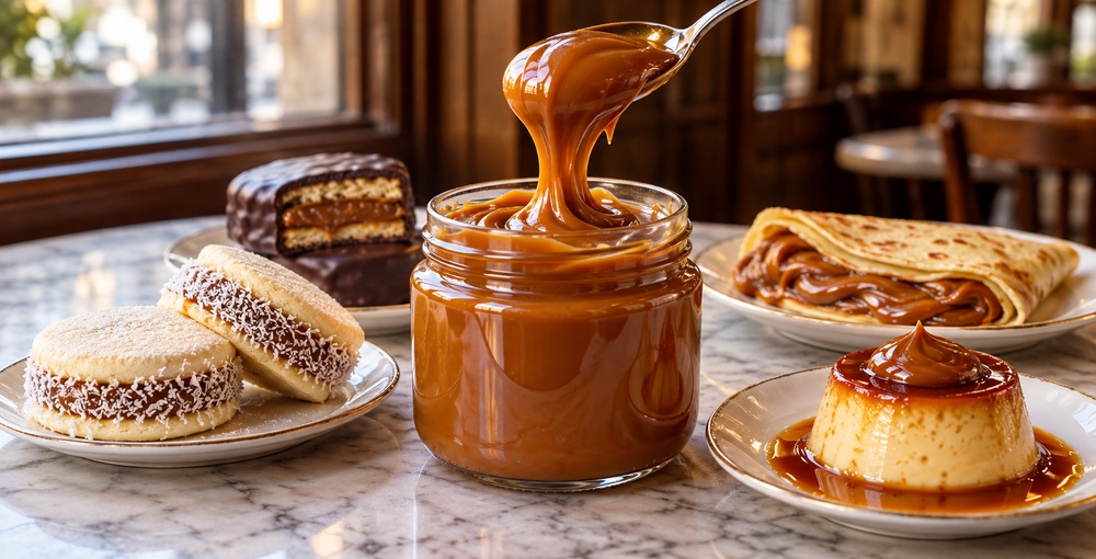 Día Mundial del Dulce de Leche, un recorrido por su historia y su presencia en alfajores, panqueques y postres clásicos de la mesa porteña.