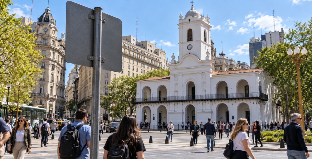 El Microcentro y el Casco Histórico de Buenos Aires incorporarán progresivamente señalética bilingüe en español e inglés en espacios públicos, mobiliario urbano y subterráneos.